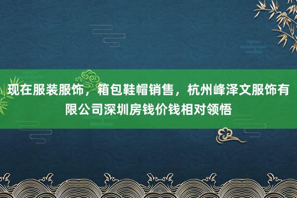 现在服装服饰，箱包鞋帽销售，杭州峰泽文服饰有限公司深圳房钱价钱相对领悟